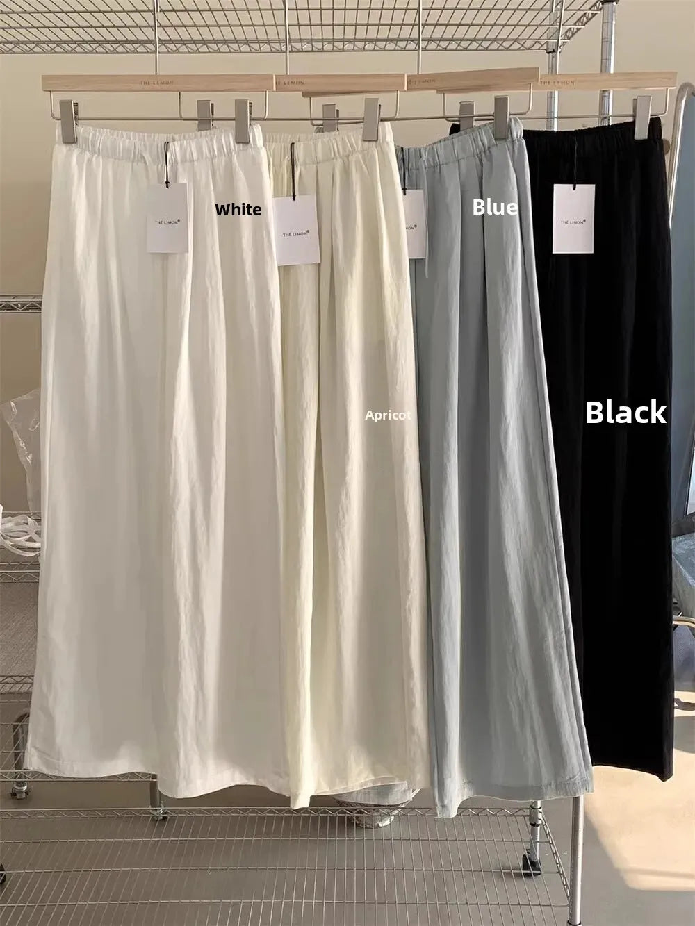 Slimming Wide Leg Cotton Linen Loose Fit Thin High Waist Casual Solid Color Summer Trousers for Women Elegant Drapey Style