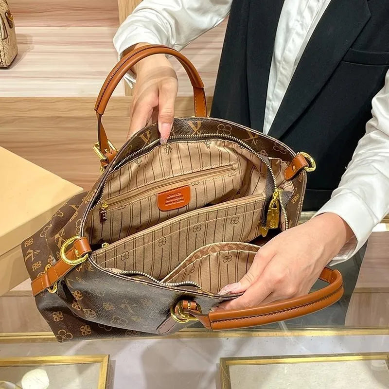 Women’s Light Luxury Retro Handbag – Large Capacity Shoulder & Crossbody Tote – 2025 High-End Fashion