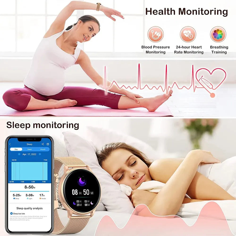 ساعة MEVADEN الذكية للاتصال بالبلوتوث للنساء، ساعة رياضية للرجال مزودة بمينا مخصصة، وتتبع معدل ضربات القلب، وساعة ذكية لنظام Android وIOS Y22