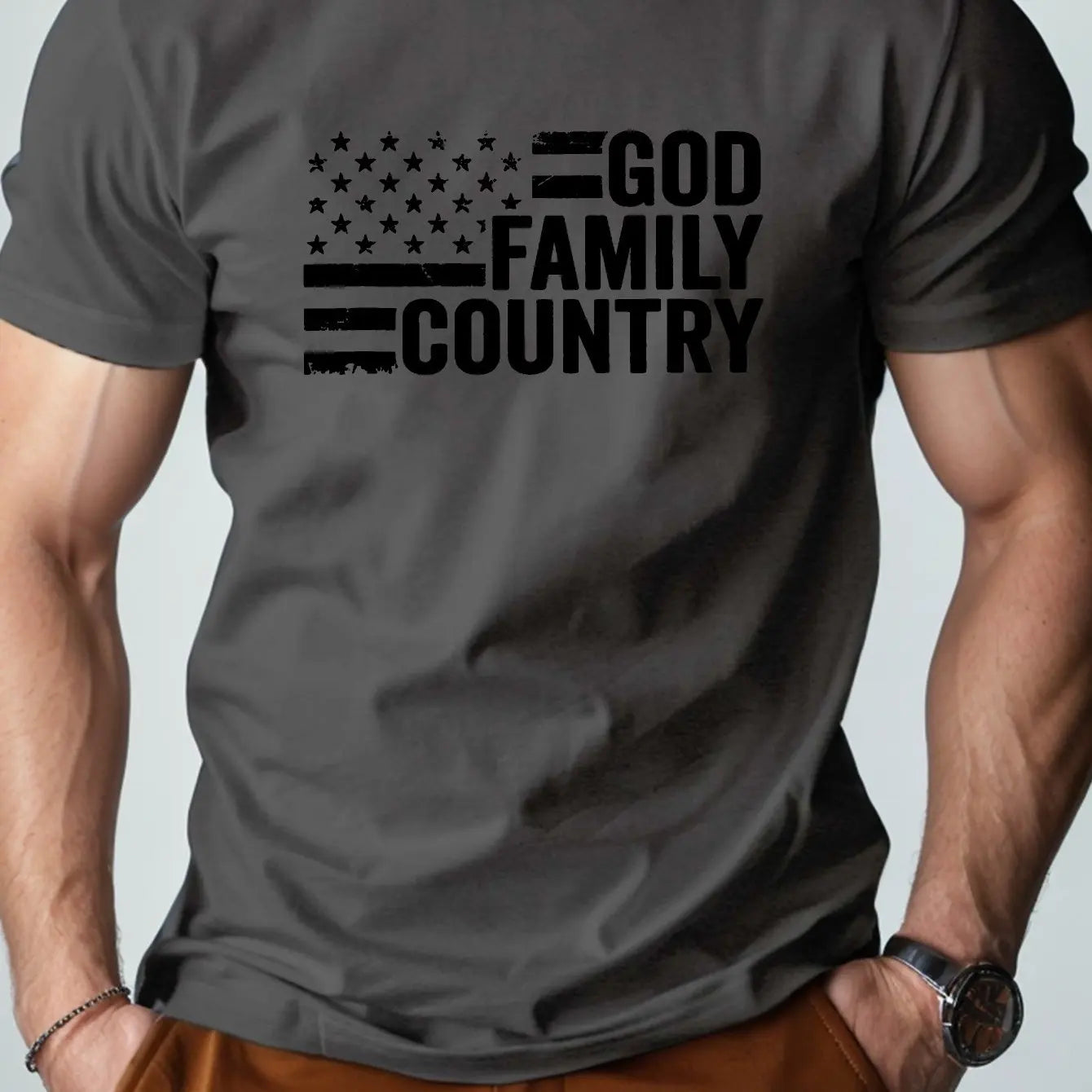 ✝️ Men’s Summer 100% Cotton Casual T-Shirt,“GOD Family” Print | Loose Fit | Round Neck | Breathable Comfort