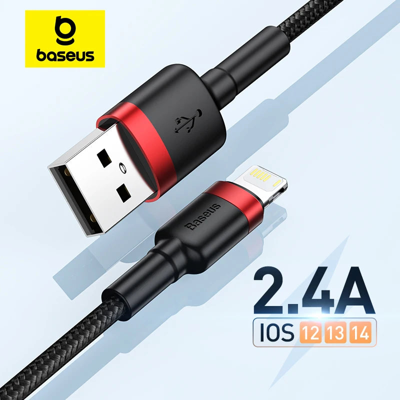 كابل USB من Baseus لأجهزة iPhone 12 11 Pro Max 8 X XR كابل شحن سريع لأجهزة iPhone كابل مزامنة بيانات USB كابل شاحن الهاتف سلك سلك