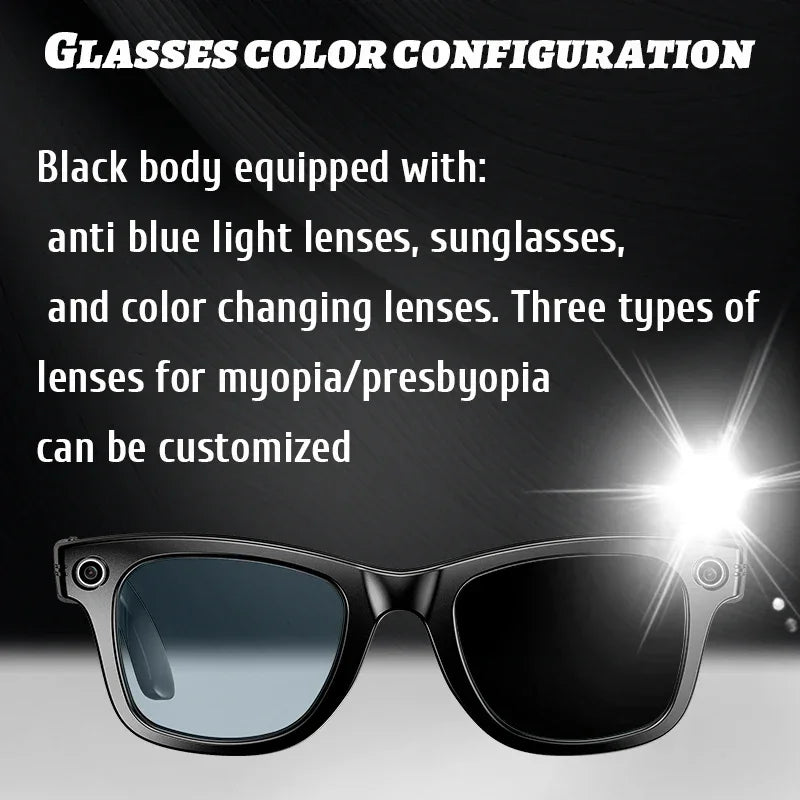 GrabliWorld AI Smart Camera Glasses – UHD Recording, Dual-Mic Noise Cancelling, Voice Control, Waterproof