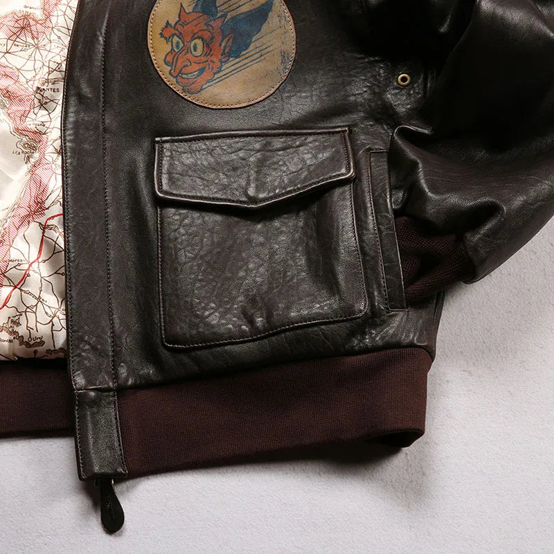 Saipan B29 Bomber Flight Suit Genuine Leather Jacket Men's New Zealand Sheepskin Fat Plus Size Bubble Leather Leather Coat tops