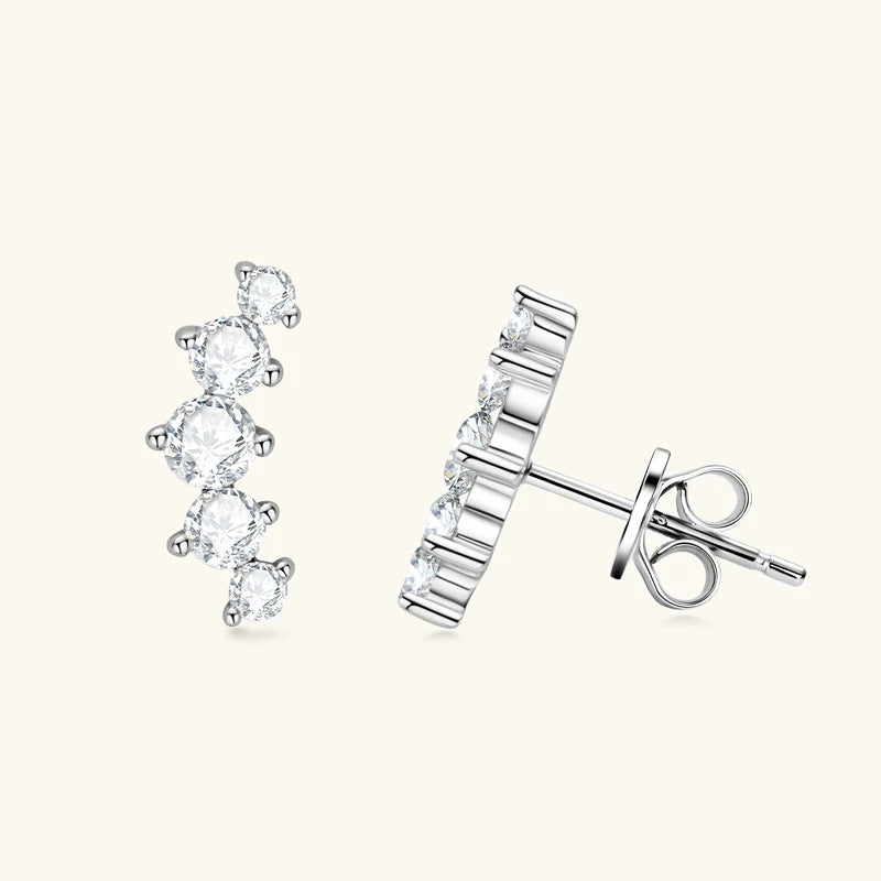 18K Gold Plated 925 Silver Real Moissanite Jewelry Set 5-Stone Smile Pendant Necklace Stud Earrings Sets for Women Christma Gift