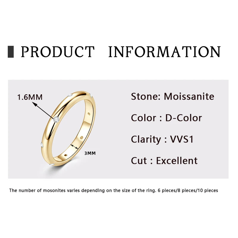 Lnngy 1.6mm Moissanite Diamond Rings Certified 925 Sterling Silver Marriage Ring For Women Couples Wedding Bands Jewelry Gift