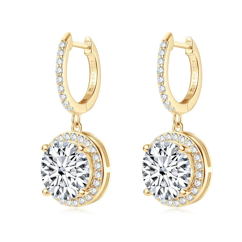 Lnngy 1CT 2CT 3CT Moissanite Earring 925 Certified Silver Drop Earrings For Women Girls Wedding Anniversary Dainty Jewelry Gift