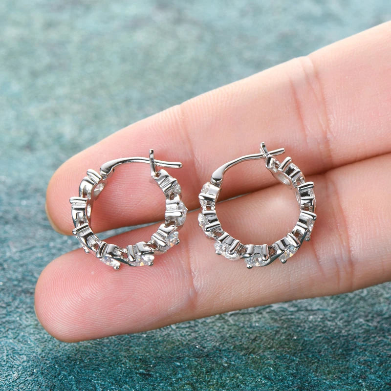 Lnngy 4.8CTTW. Sparkling Round Cut Moissanite Earring For Couples Lovers' Temperament Sparkling Wedding Earrings Jewerly Gift