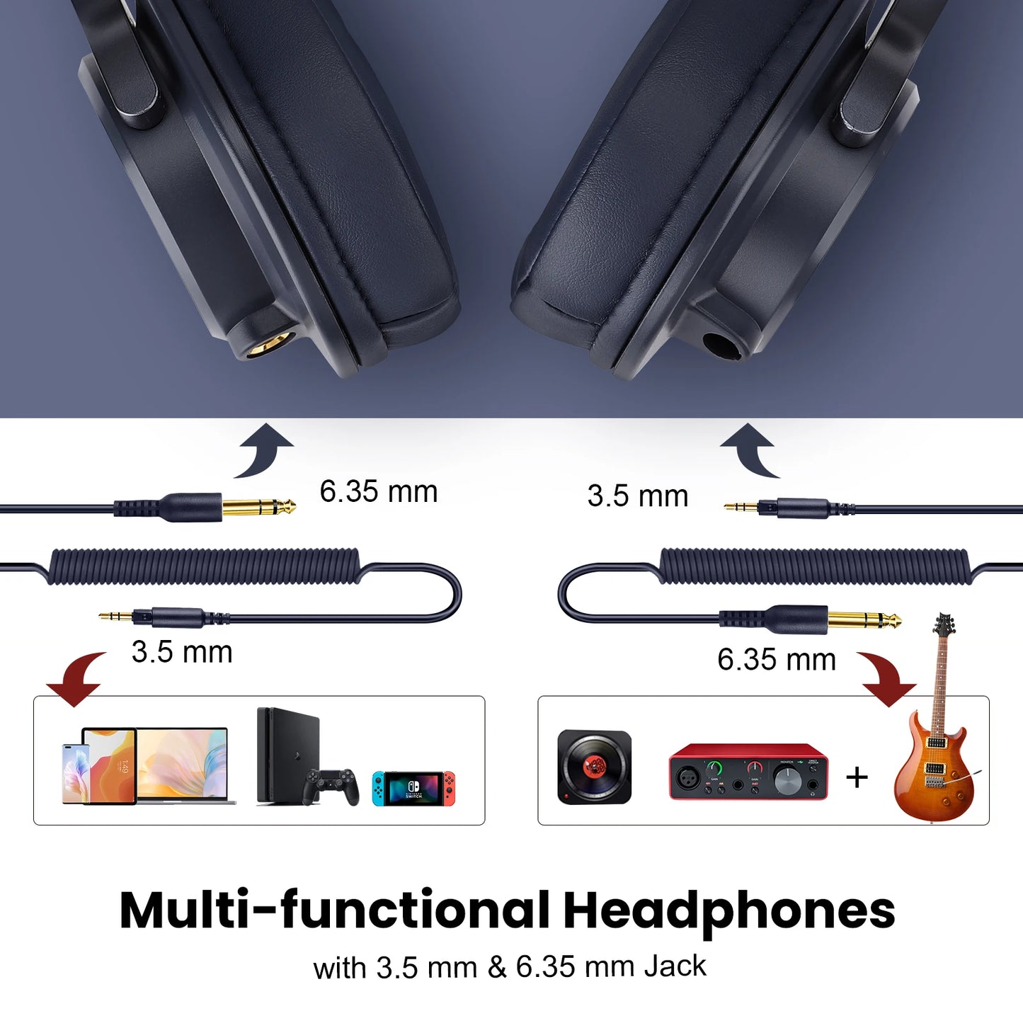 Oneodio A71 Wired Headphones For Computer Phone With Mic Over Ear Stereo Hi-Res Headset Studio Headphone For Recording Monitor