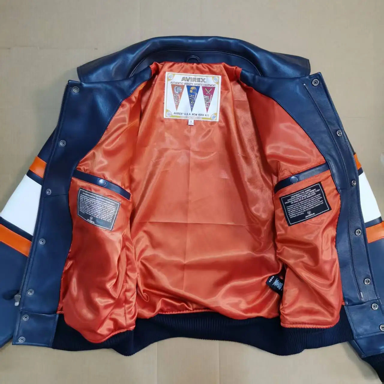 AVIREX New York Knicks co-branded men's new listing basketball pattern flight suit European antique sheepskin jacket fashion top