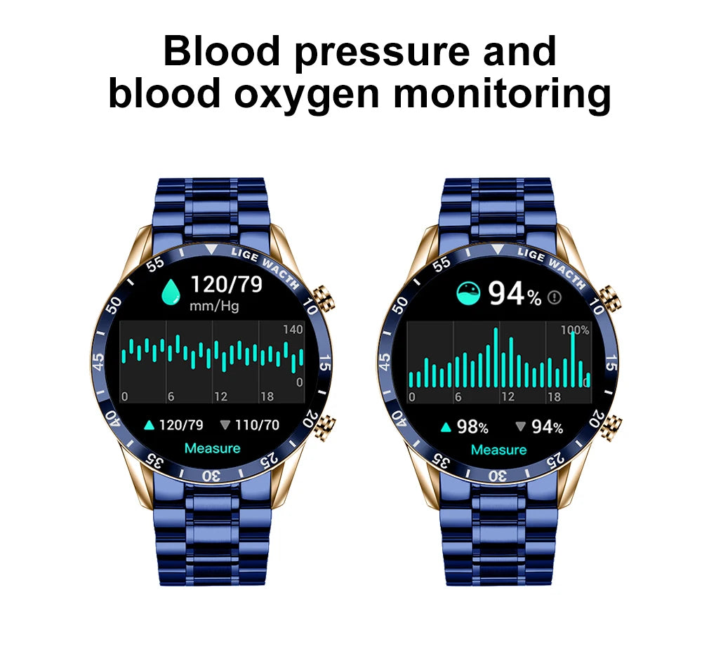 LIGE Original Smart Watch Men 1.39” HD Screen Bluetooth Call Men's Bracelet Heart Rate Blood Pressure Monitor Sports Smartwatch