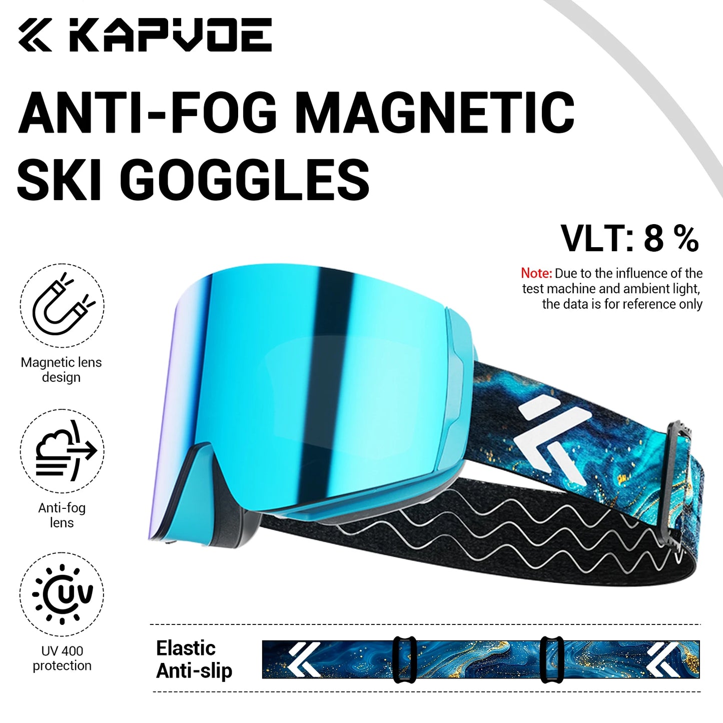 KAPVOE Winter Outdoor Ski Goggles Double Magnet Adsorpt Layers UV400 Anti-fog Coatings Snowmobile Snowboard Skiing Men Women
