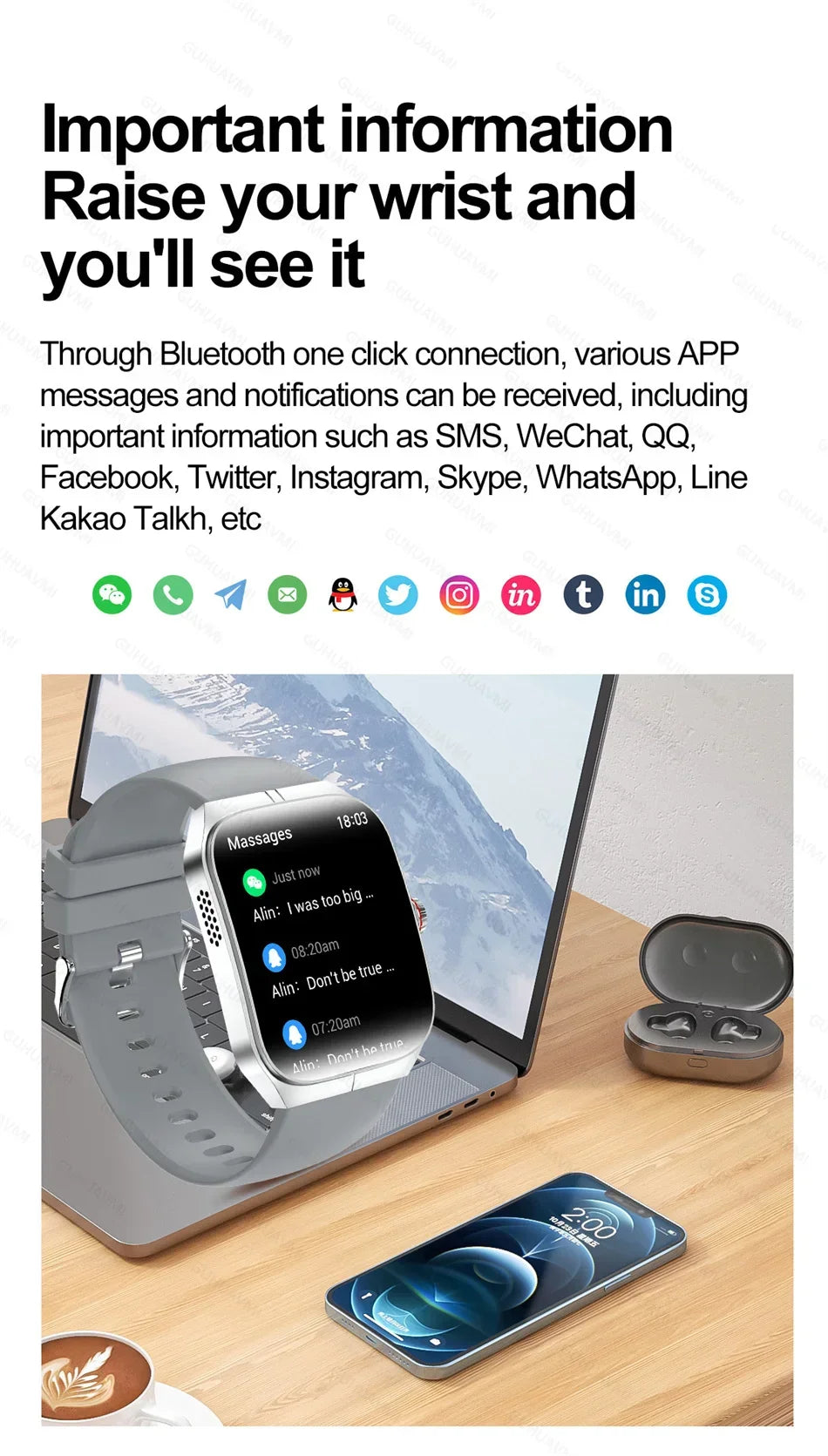 Smartwatch Men Women NFC AMOLED Screen Always Show Time Clock Bluetooth Call IP68 Waterproof Smart Watch Sport Fitness Bracelet