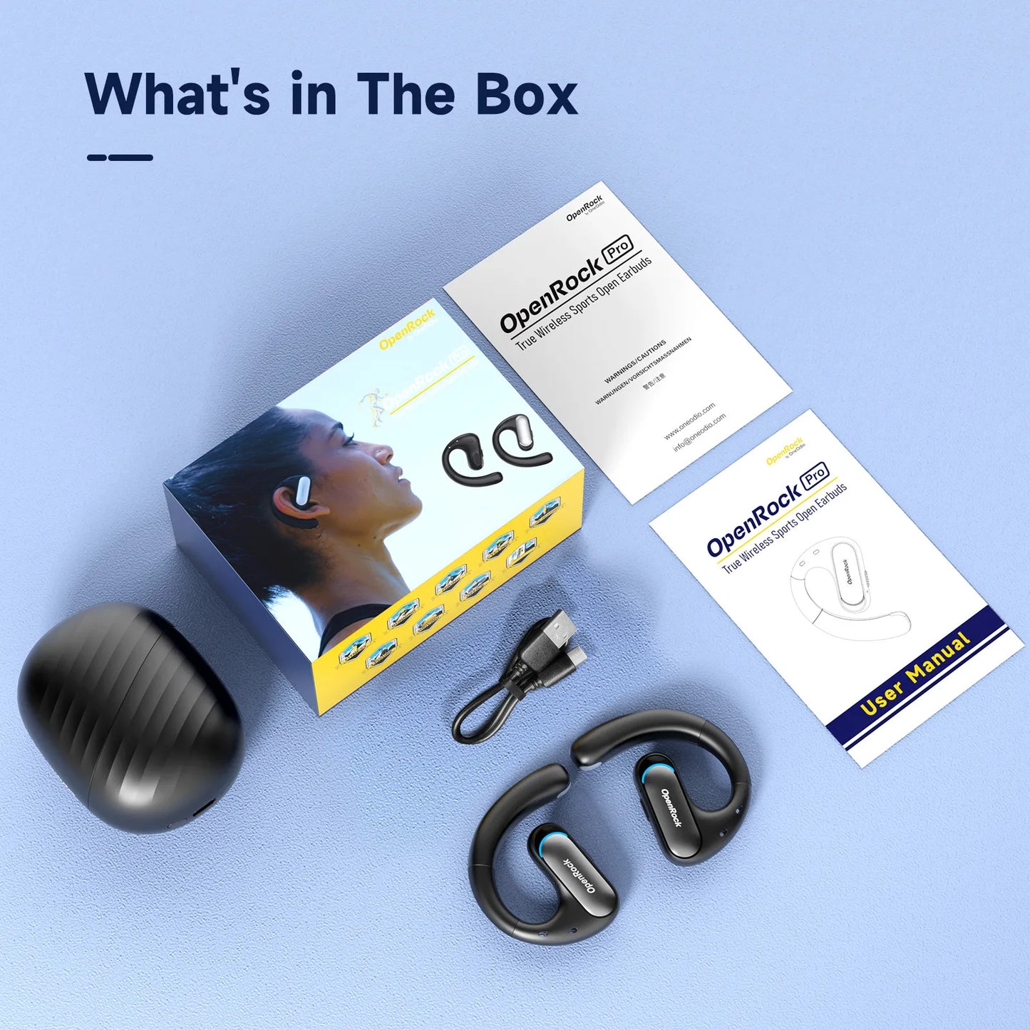 Oneodio OpenRock Pro Open Ear Wireless Headphones Sports Air Conduction Bass Earphones Bluetooth 5.2 Earbuds TWS With 4 Mic ENC