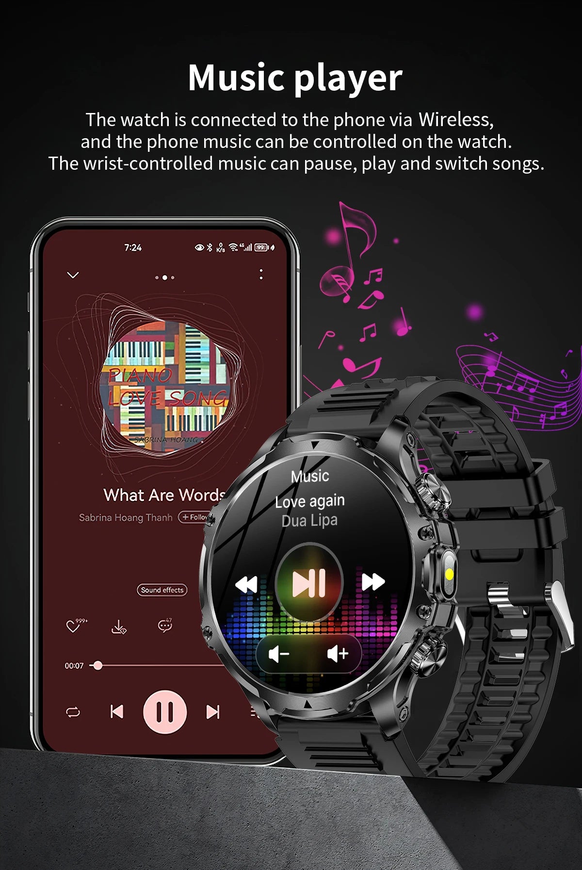LIGE New 1.9" AMOLED 416*416 Screen Smart Watches Flashlight Outdoors Sports Fitness Tracker 700mah Large Battery Men Smartwatch