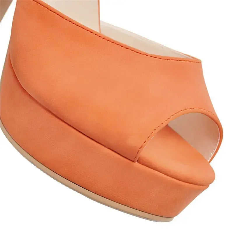 SHOWAYS Women’s Platform Sandals High Chunky Heel Peep Toe Ankle Strap Casual Office Summer Dress Shoes