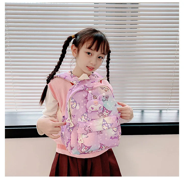 Sanrio Hello Kitty Kuromi Cinnamoroll New Fashion Children's School Bag Cute Large Capacity Kids Backpack College Bag