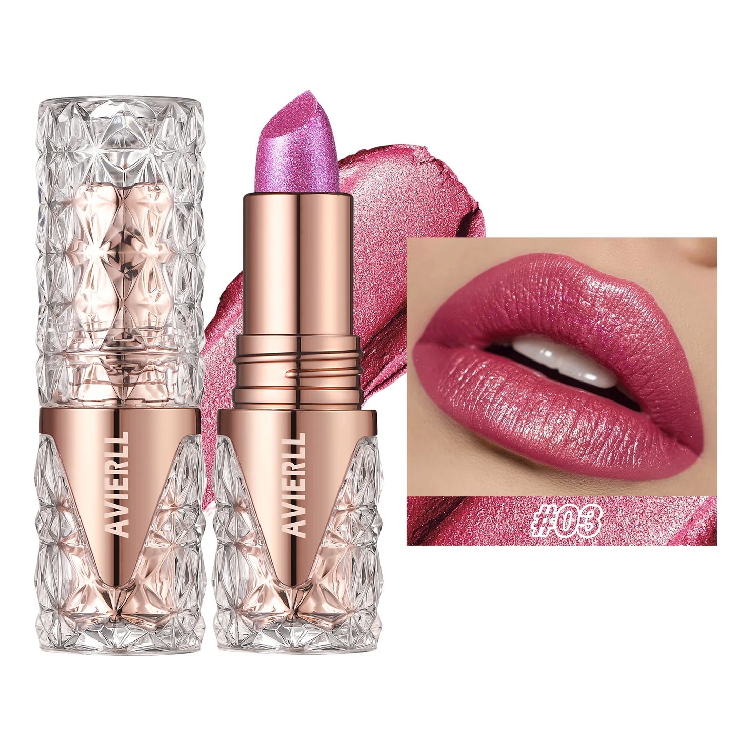 6 Colors 3 in 1 Pearlescent Sparkling Lipstick Matte Glitter Waterproof Long Lasting Pearl Shine Lip Gloss Shimmer Sexy Makeup