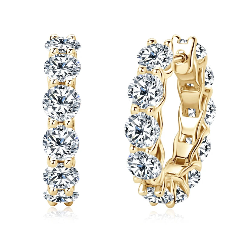 Lnngy Round Cut 4mm 0.3ct Moissanite Earring 925 Sterling Silver Hoop Earrings For Women zilveren oorbellen 925 zilver Jewelry