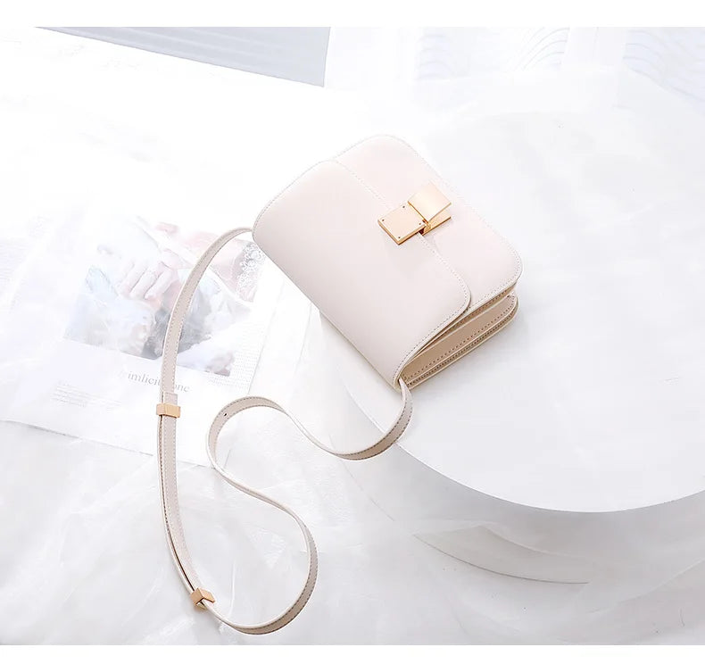 Women Shoulder Bag Female Split Leather Ins Vintage Messenger Lady Small Square Palm Texture Printing Box Flap Underarm Bag 2022