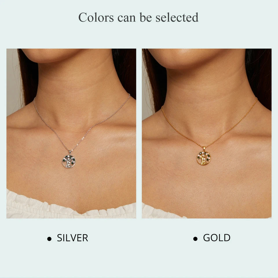 BAMOER 925 Sterling Silver Tree of Life Necklace for Women, 14K Gold Plated Lucky Tree Pendant Necklaces Jewelry for Girlfriend
