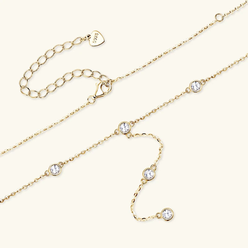 RAPRGOLD Moissanite Necklace Earrings Bracelet Ring Fine Jewelry Set for Women S925 Sterling Silver Round Pendant Chains Gifts