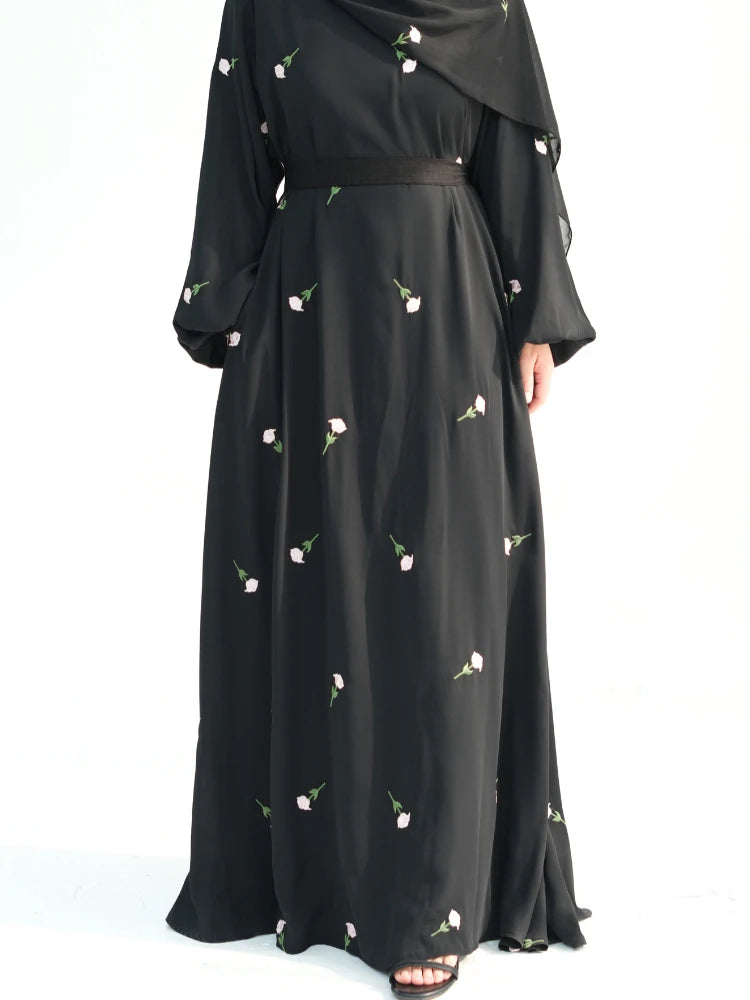 Black Muslim Kaftan Abaya Damen Dubai Arabic Embroidery Dresses Prayer Clothes Women Marocain Robe Femme Musulmane Vestidos New