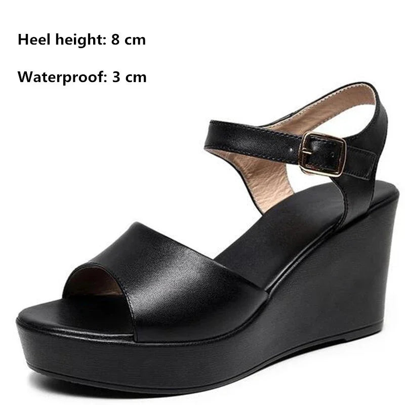 Women’s Genuine Leather wedges Sandals – Elegant Party Wear