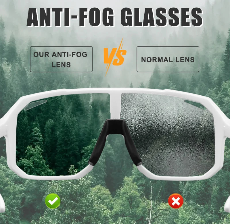 Kapvoe New Anti-fog Photochromic Sunglasses Men Outdoor Anti-fog Cycling Glasses Bicycle Women Bike MTB UV400 Sports Eyewear