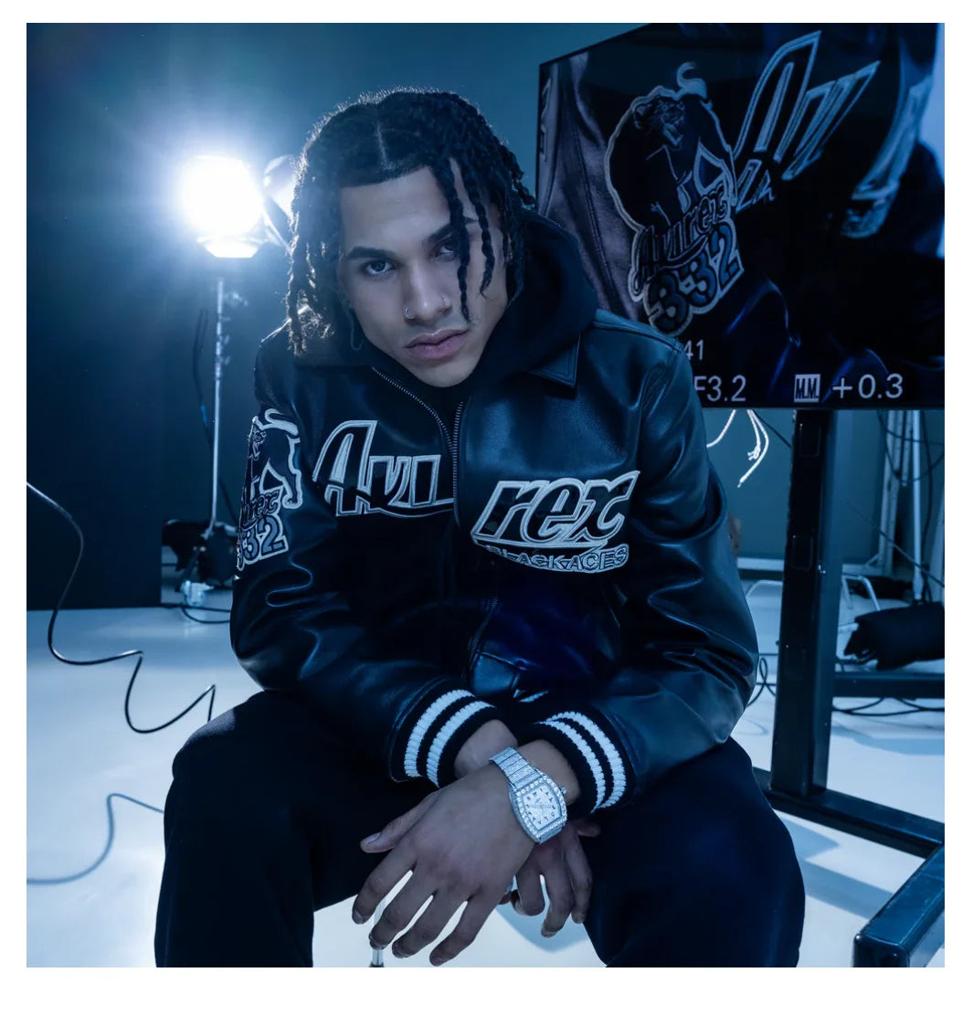 AVIREX Men Black Leather Jacket European Antique Sheepskin Plus Size Loose Fit USAF Flight Suit Spring Autumn Season Warm Jacket