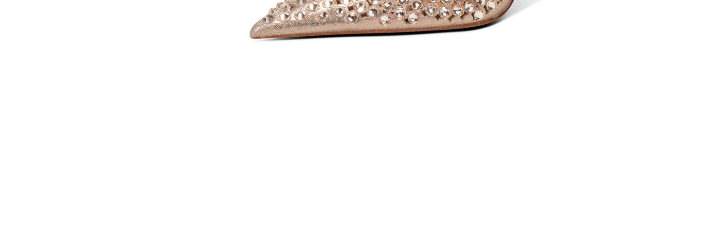 Silver Water Drop Shiny Diamond Slingback Sandals Girls Luxury Party Pointed Stilettos Gold Leather Cover Heels Shoes