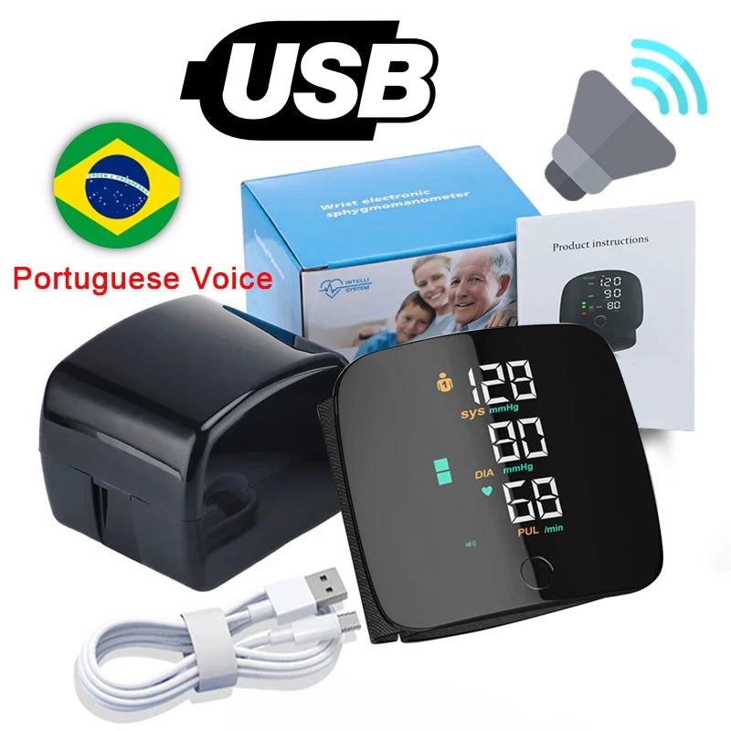 🖤 LINGKUN Wrist Blood Pressure Monitor,
LED Display | Fast Measurement | Digital Tensiometer | Heart Rate | USB Rechargeable
