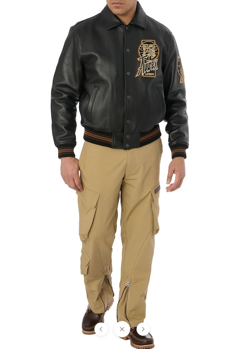 AVIREX fall new jacket men's European antique sheepskin jacket LIMITED EDITION TWIN DRAGON JACKET casual leather jacket tops