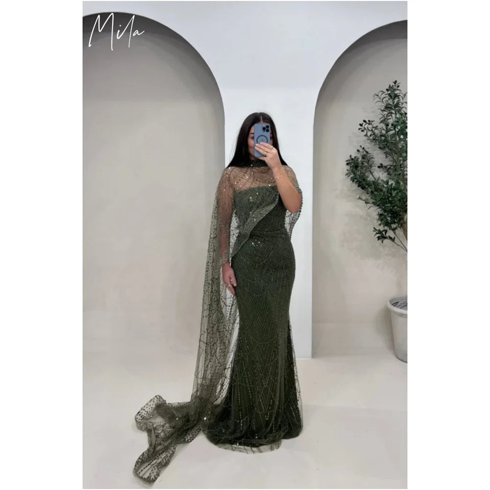Mila Elegant Strapless Customized Party Dresses Sleeveless Detachable Shawl Prom Dresses 2025 Chic Floor-Length Evening Dresses