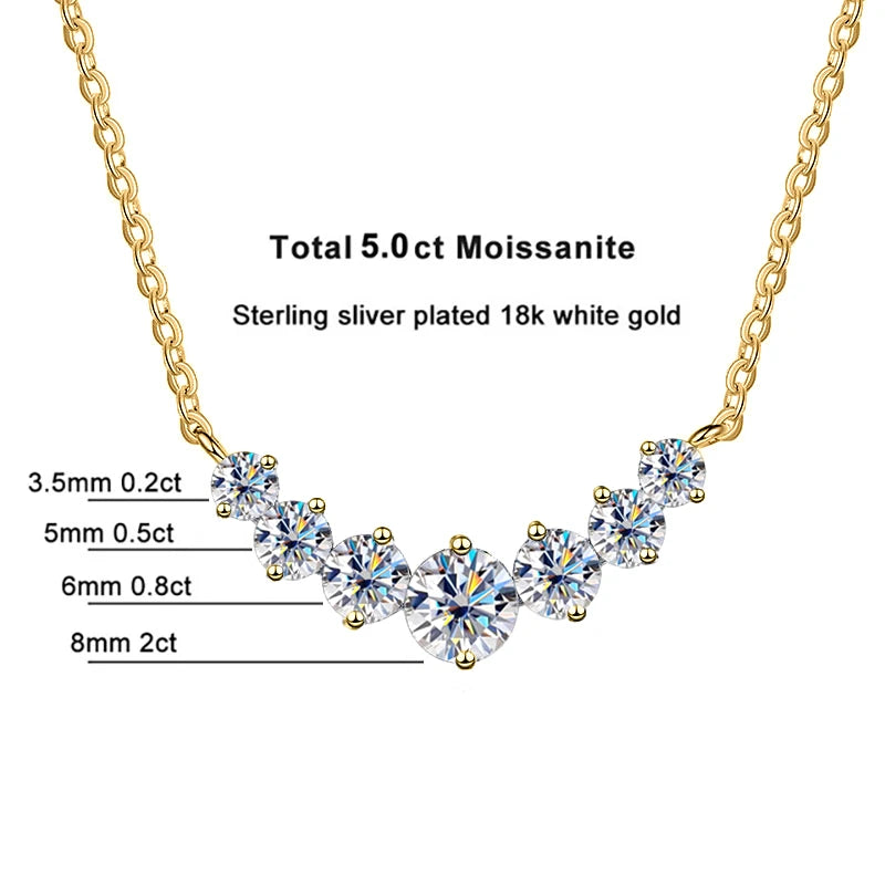 JoyceJelly All D VVS1 Moissanite Necklace For Women GRA Certified 18k Yellow Gold Plated 925 Sterling Sliver Wedding Fine Jewely