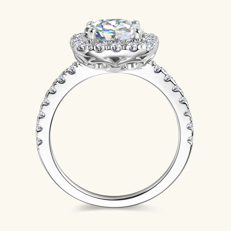Lnngy 8mm 2ct Moissanite Halo Ring Certified 925 Sterling Silver Engagement Rings For Women Girls Wedding Party Jewelry Gift