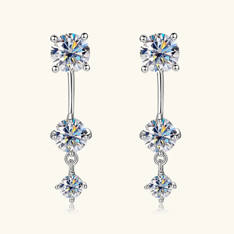 Lnngy 2.0 CTTW Moissanite Stud Earring 925 Sterling Silver Earrings For Women Front Back Double Sided 2 in 1 Pierced Ear Jewelry