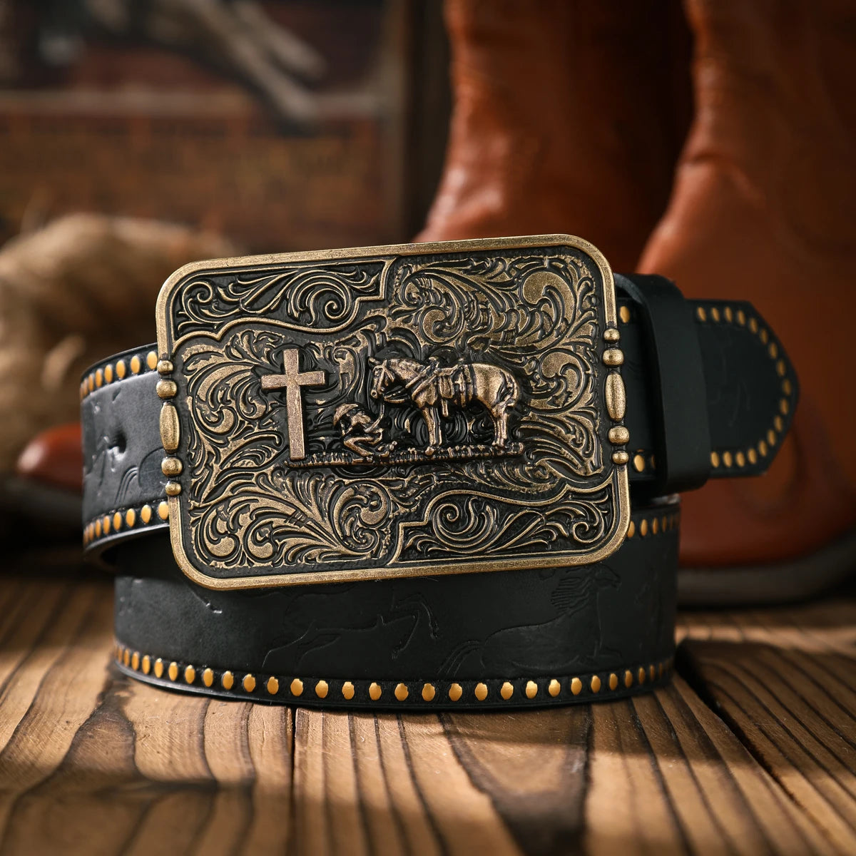 A casual and retro belt, a waist accessory for Western-style clothing, metal buckle, PU belt, suitable for both men and women