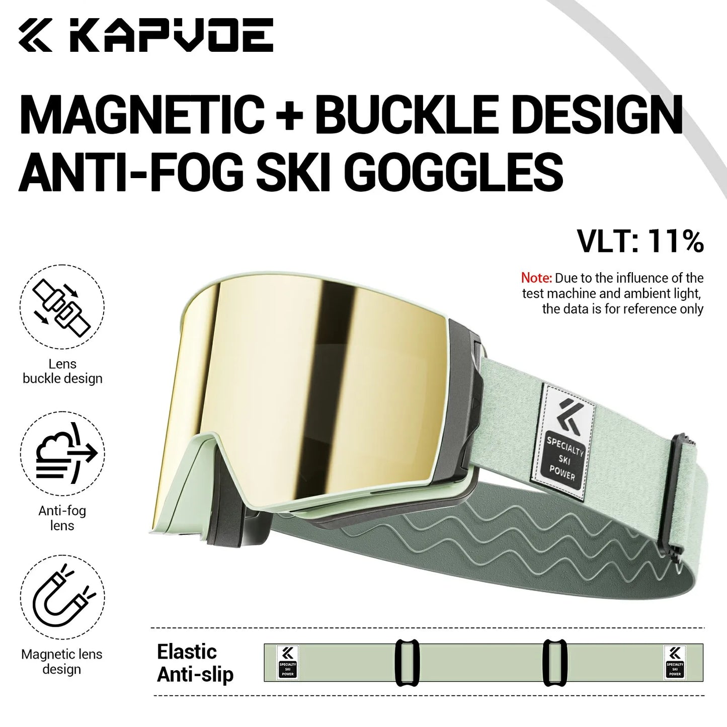 KAPVOE Photochromic Ski Snowboard Mask Goggle Men UV400 Protection Women Glasses Magnetic Attraction Anti-Fog Skiing Goggles