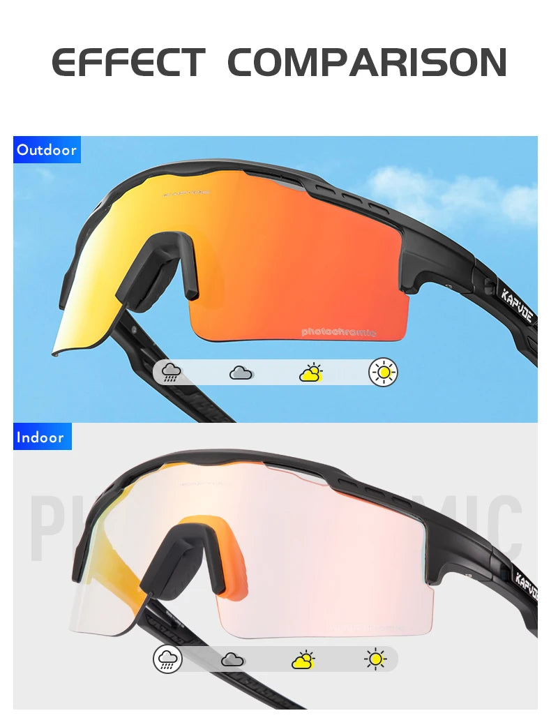 KAPVOE Photochromic Cycling Glasses Outdoor Sports Sunglasses for Man Bicycle Eyewear MTB Cycling Women Road Bike UV400 Goggles