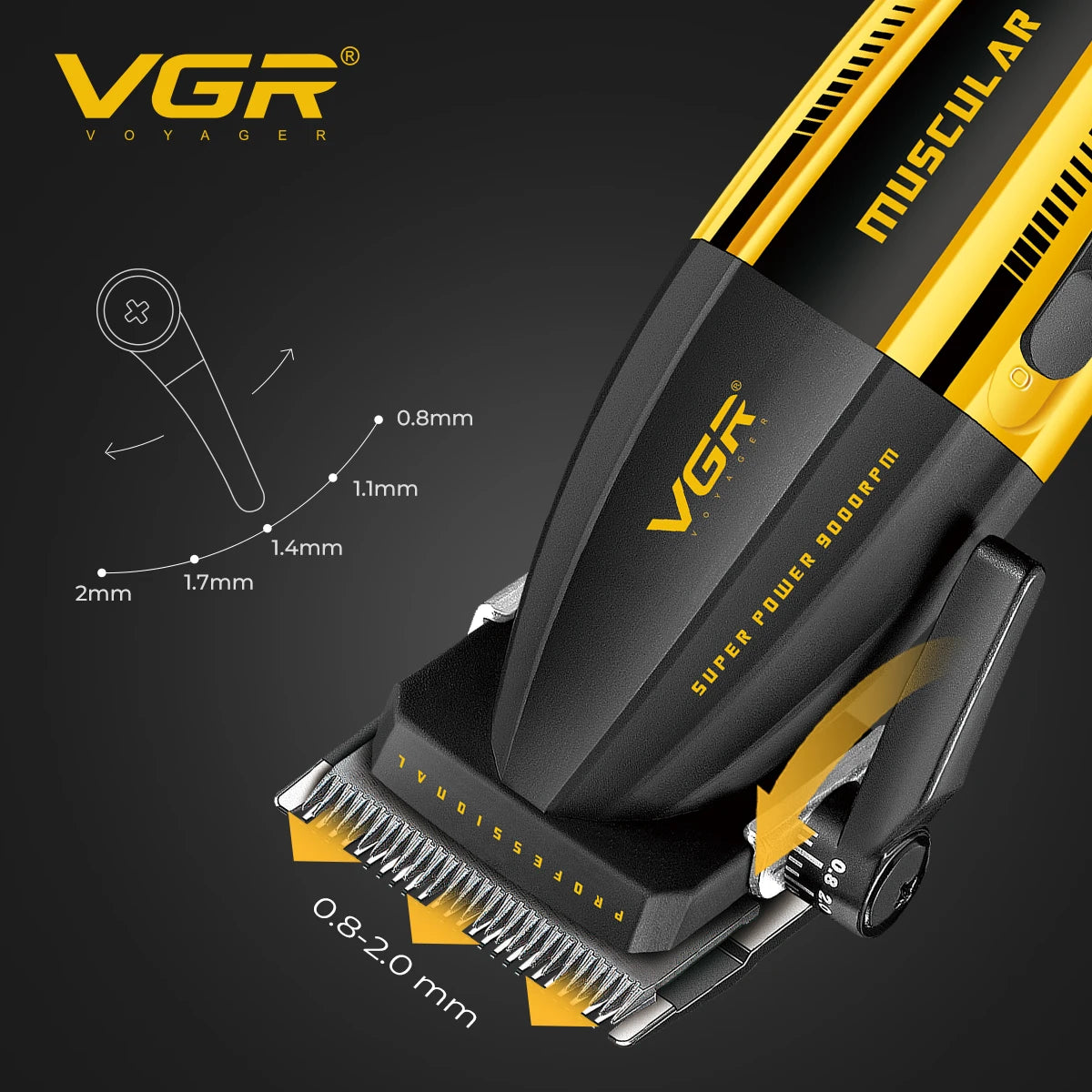 ماكينة قص الشعر الاحترافية VGR Clipper ماكينة قص الشعر الكهربائية 9000 دورة في الدقيقة ماكينة حلاقة لاسلكية للرجال V-285