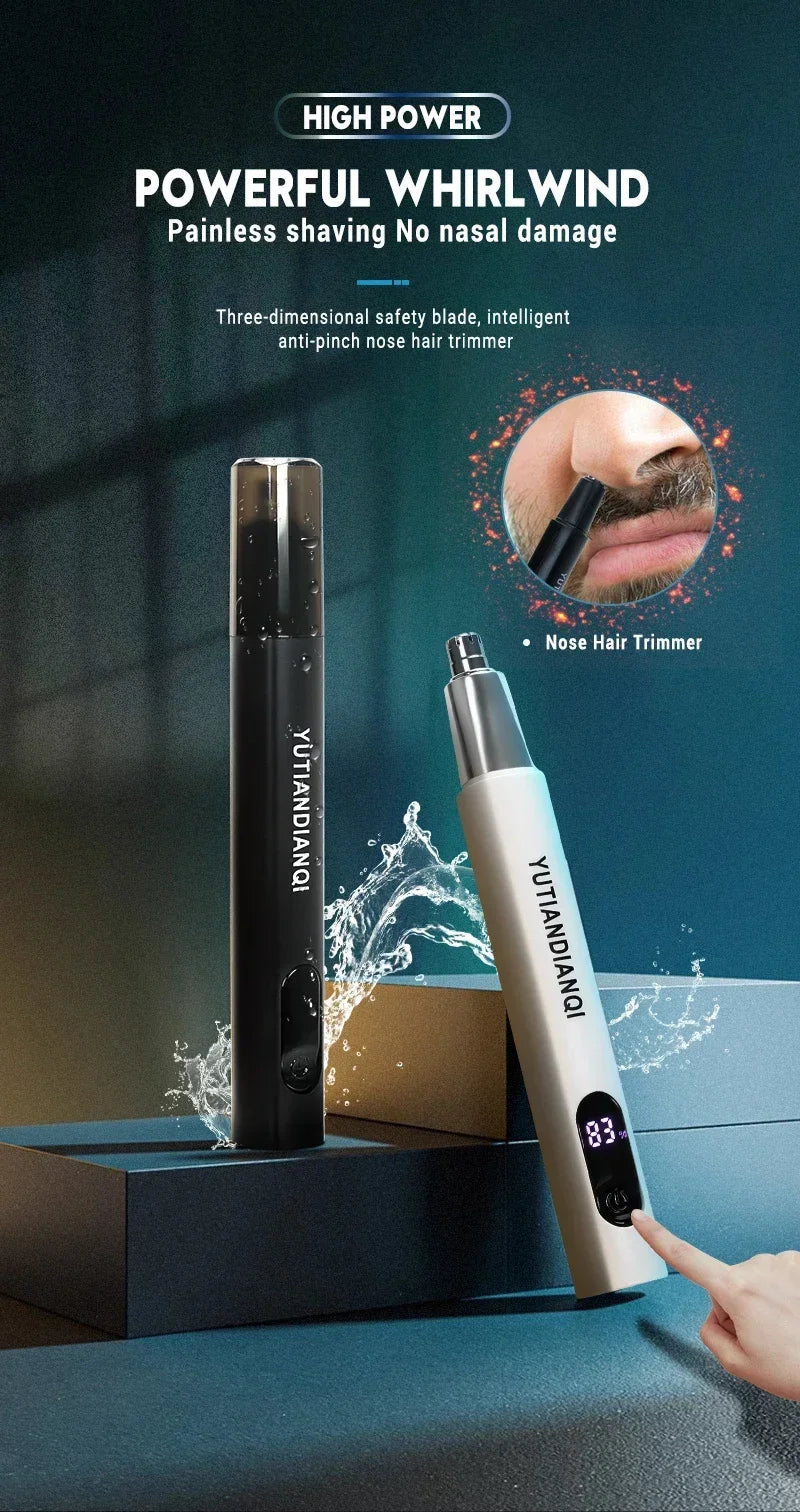 2-in-1 Electric Portable Ear & Nose Hair Trimmer Clipper – Professional Painless Grooming Tool for Men
