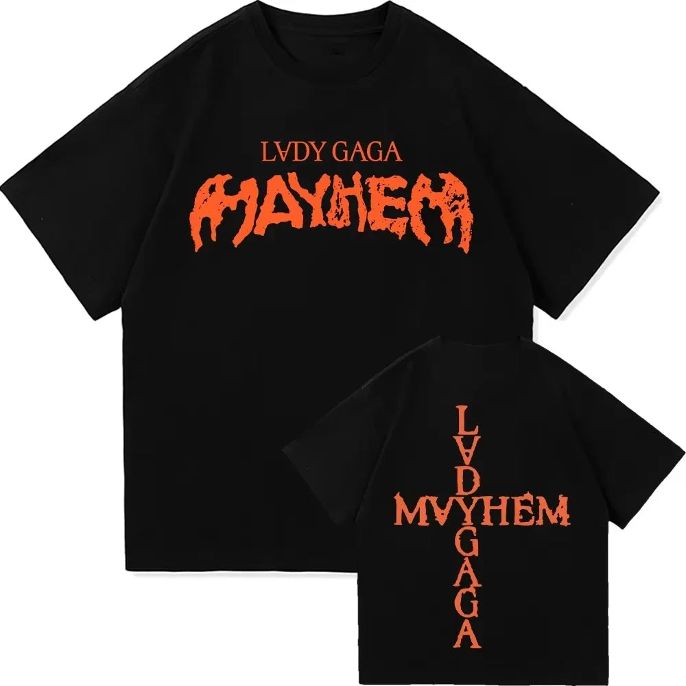 2025 Lady Gaga Mayhem New Album T Shirt Men Women Short Sleeve Cotton Tees Lady Gaga T-shirt Unisex Clothing Y2k Tops Streetwear