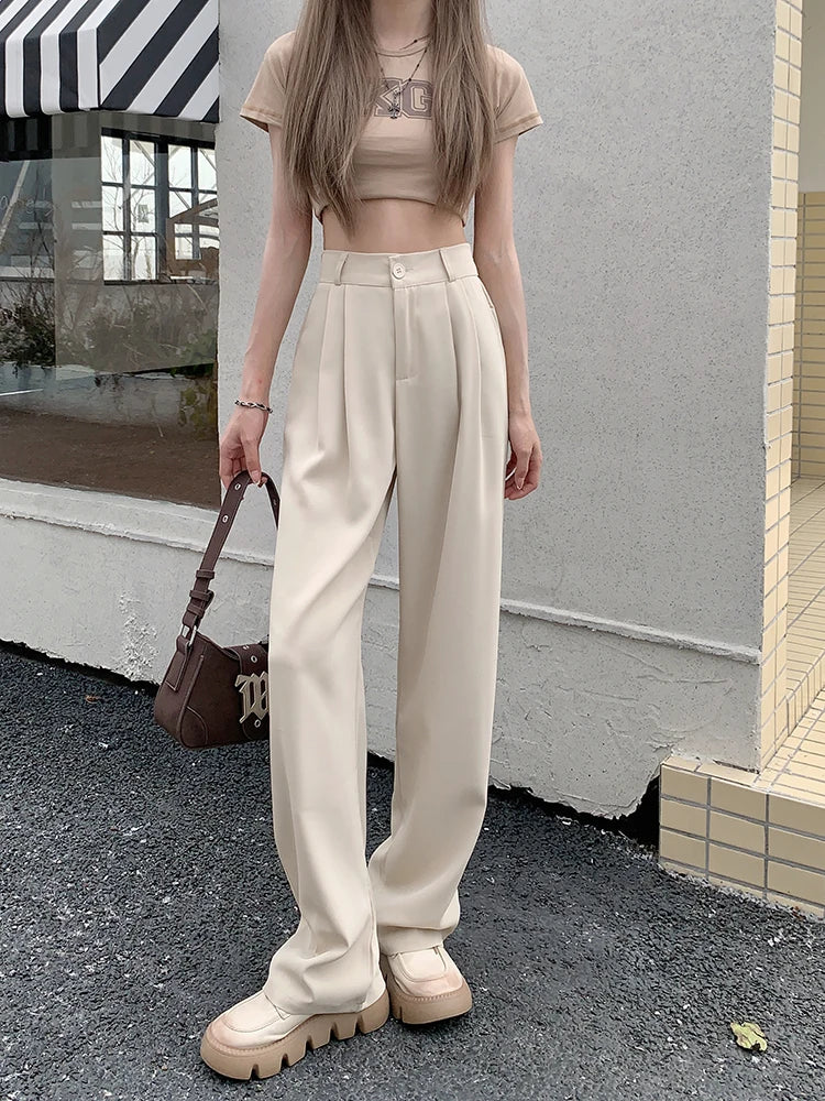 plus Size Women's Casual Wide Leg Pants High Waist Slimming Trousers Versatile Spring Faion Korean Sle Commute Pants