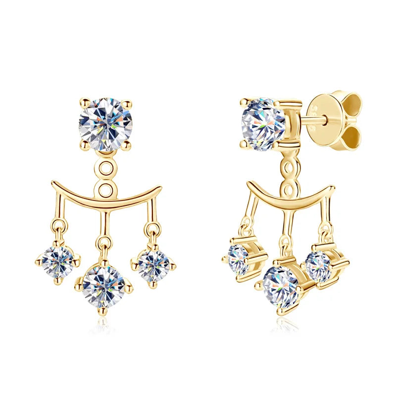 Lnngy Dazzling 5mm 0.5ct Moissanite Earrings For Women 925 Sterling Silver Double Wear Stud Earring Pendientes Plata 925 Jewelry