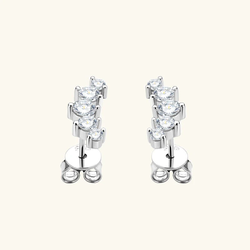 18K Gold Plated 925 Silver Real Moissanite Jewelry Set 5-Stone Smile Pendant Necklace Stud Earrings Sets for Women Christma Gift
