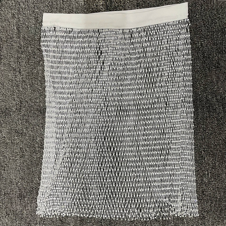 Shiny Crystal Mesh Hollow Split Loose Skirt – Sexy Rhinestone Party Skirt