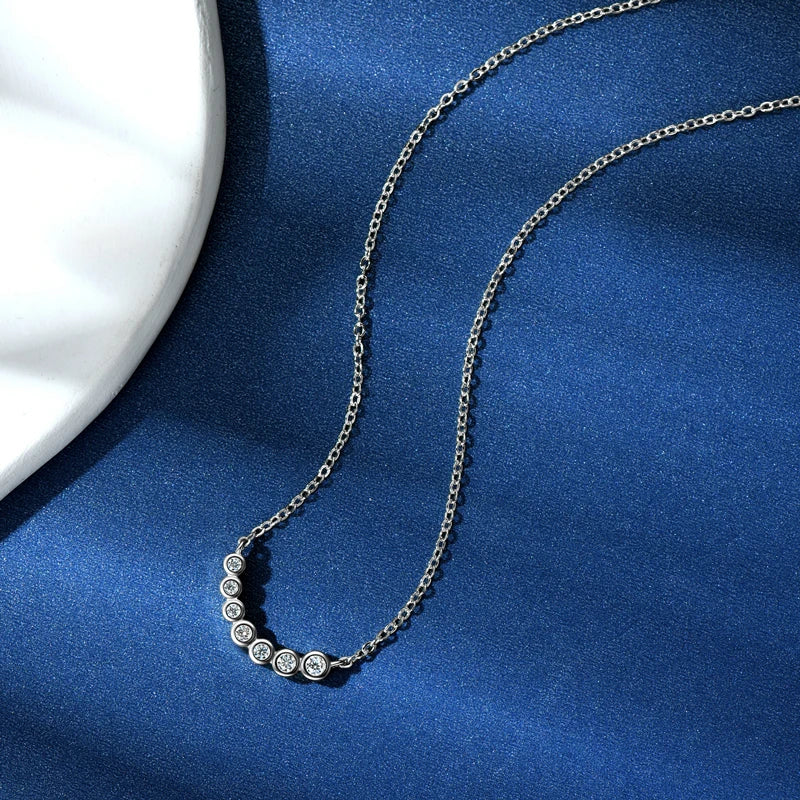 IOGOU 2024 Bezel Moissanite Jewelry Set Silver 925 Bubble Pendant Necklace Stud Earrings Women's Gift Valentine Day Christmas