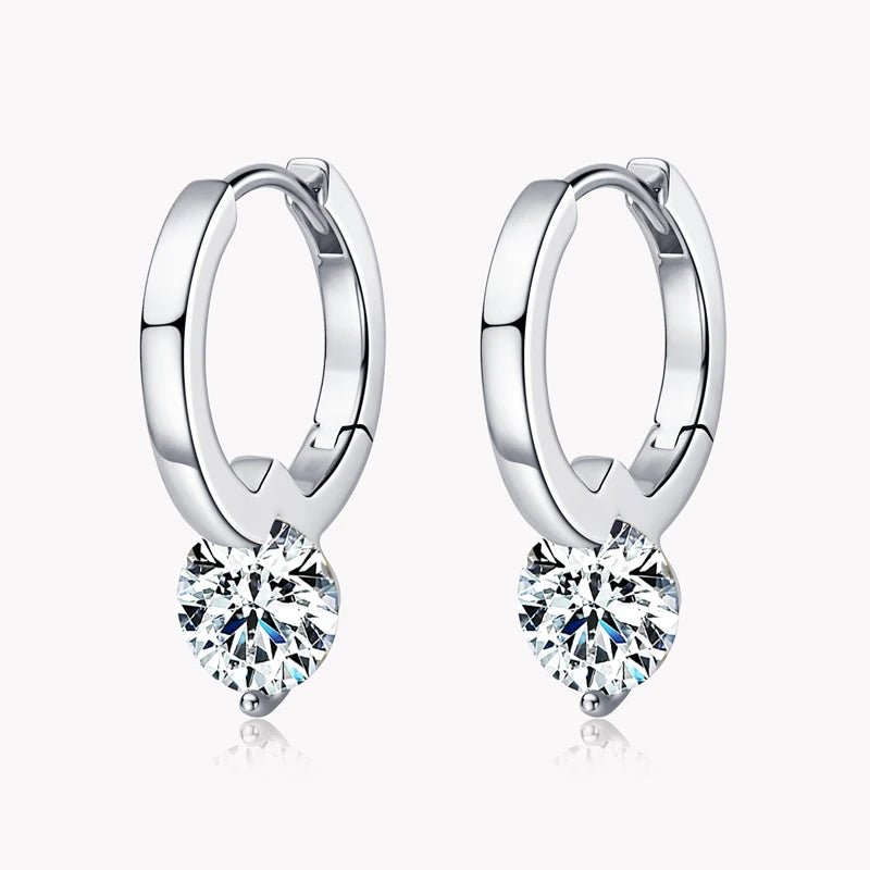 Solitaire 1ct D Moissanite Earrings for Women 2023 Diamond Sterling Silver Hoop Earrings 925 Drop Earrings Girls 14k Gold Plated