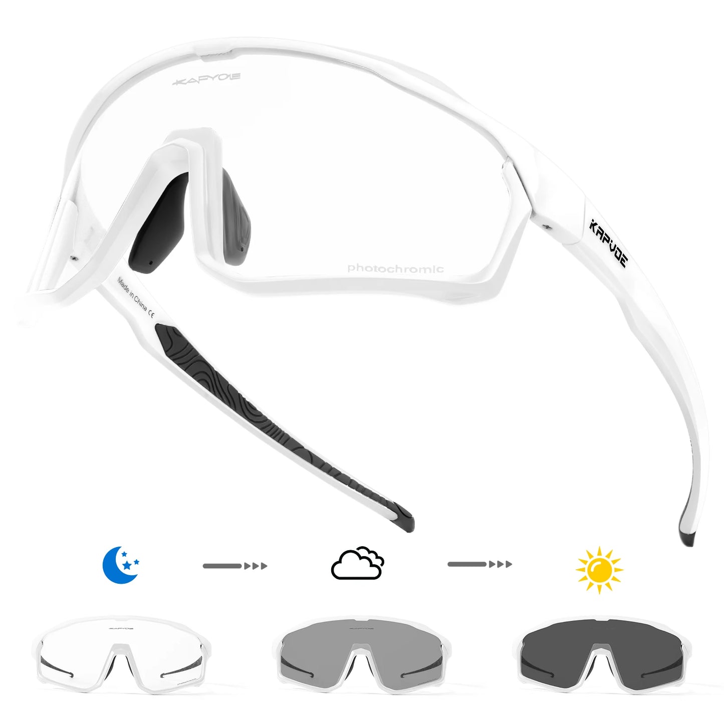 Kapvoe Photochromic Cycling Sunglasses for Men Women Bike Glasses Riding Driving UV400 Mountain Bicycle Goggles Eyewear Sports