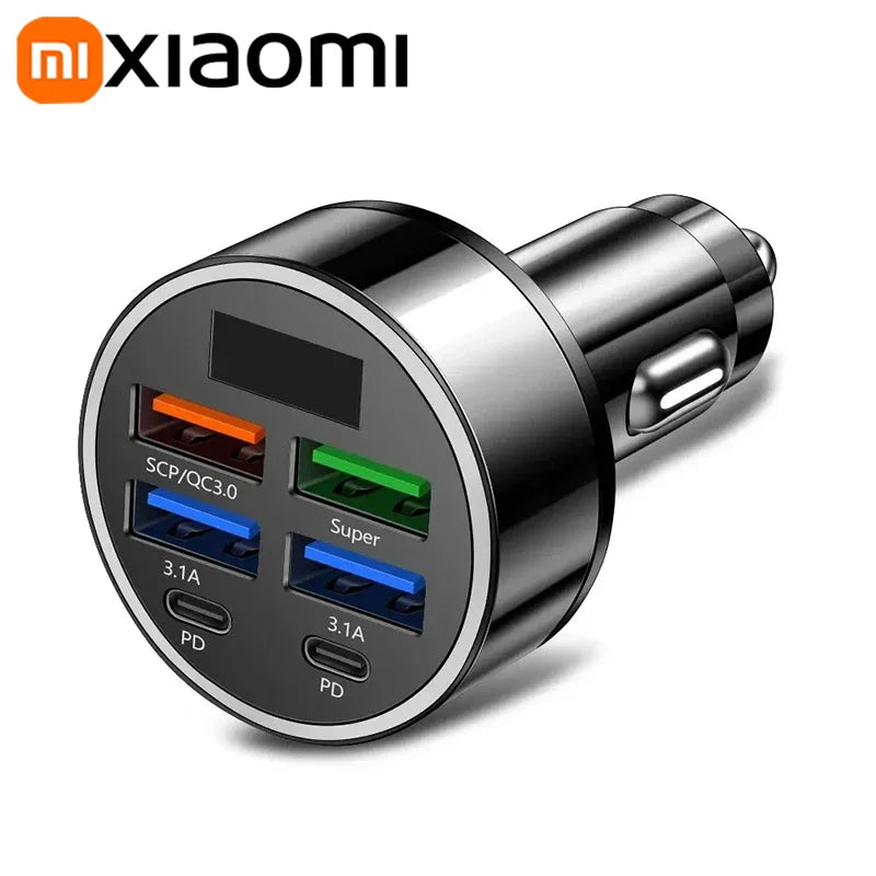 Xiaomi 100W 6 Ports Car Charger Fast Charging PD QC3.0 USB C Car Phone Charger Type C Adapter in Car For iPhone Samsung Huawei